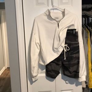 AERIE CAMO BIKE SHORT & AE CROPPED 3/4 ZIP